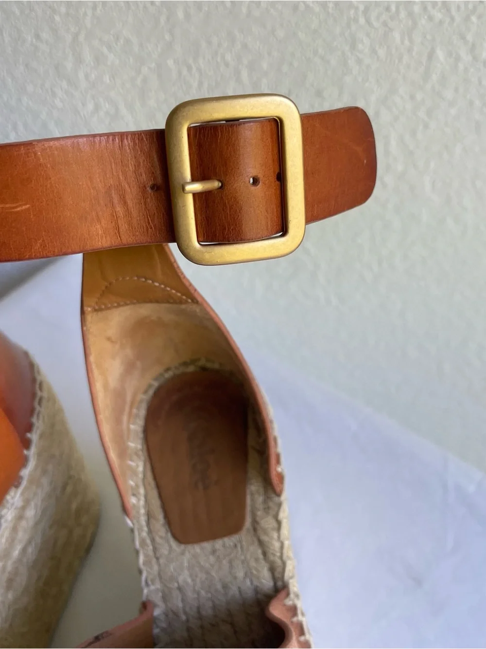 Chloe Tan Espadrille Platform Sandals